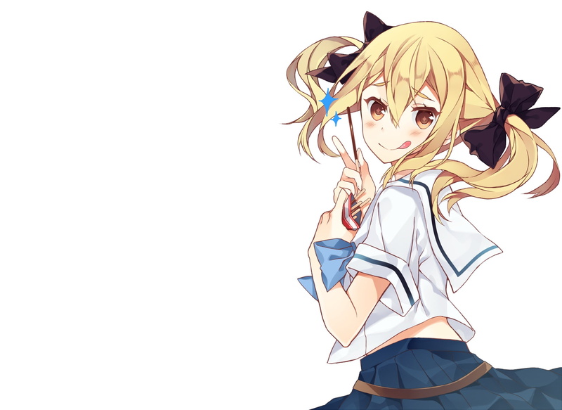 1080P, blush, eyes, yellow, frau, hair, twintails, seifuku, blonde, white, pocky, robotics notes, motyo1964, koujiro