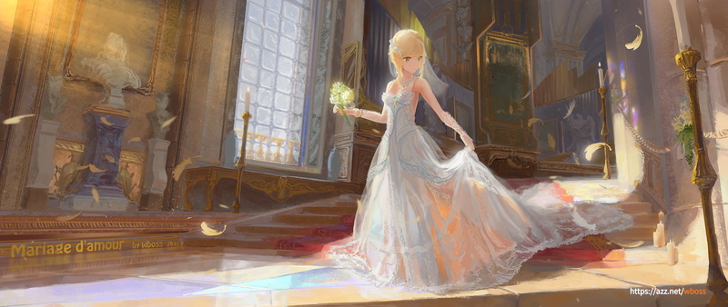 Lumine (Genshin Impact), anime girls, Genshin Impact, 2K, wboss, wedding dress, anime