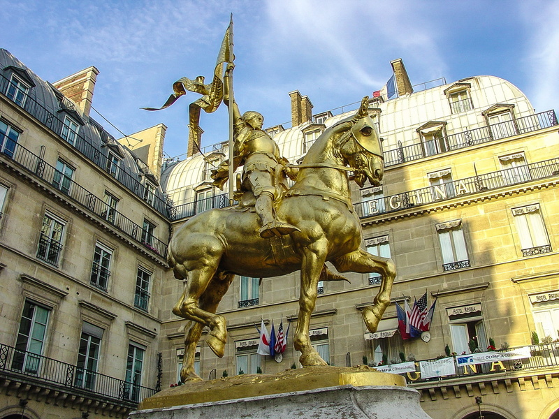 building, representation, joan, leader, travel destinations, low angle view, the past, history, Statue, city, france, paris, arc, monument, woman, mammal