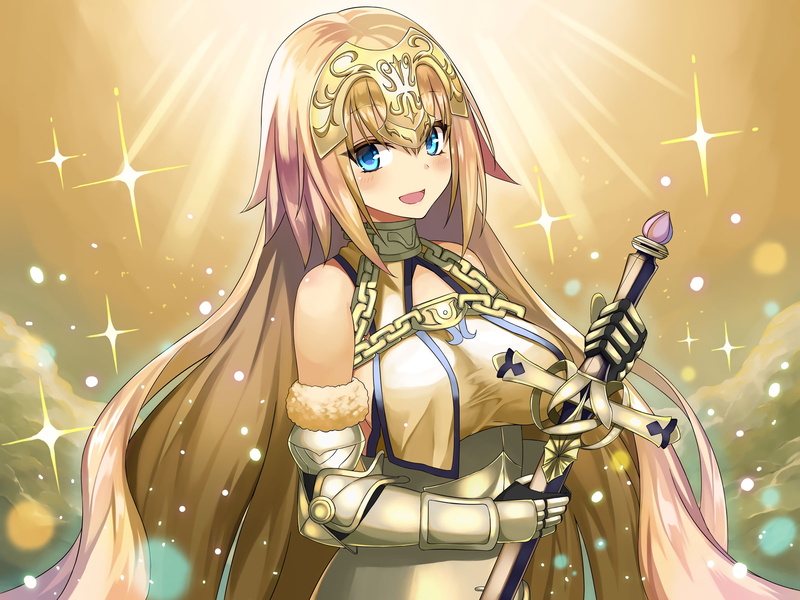indoors, amusement park, Fate/Grand Order, blonde, long hair, technology, Fate Series, representation, Joan of Arc, close-up, headdress, amusement park ride