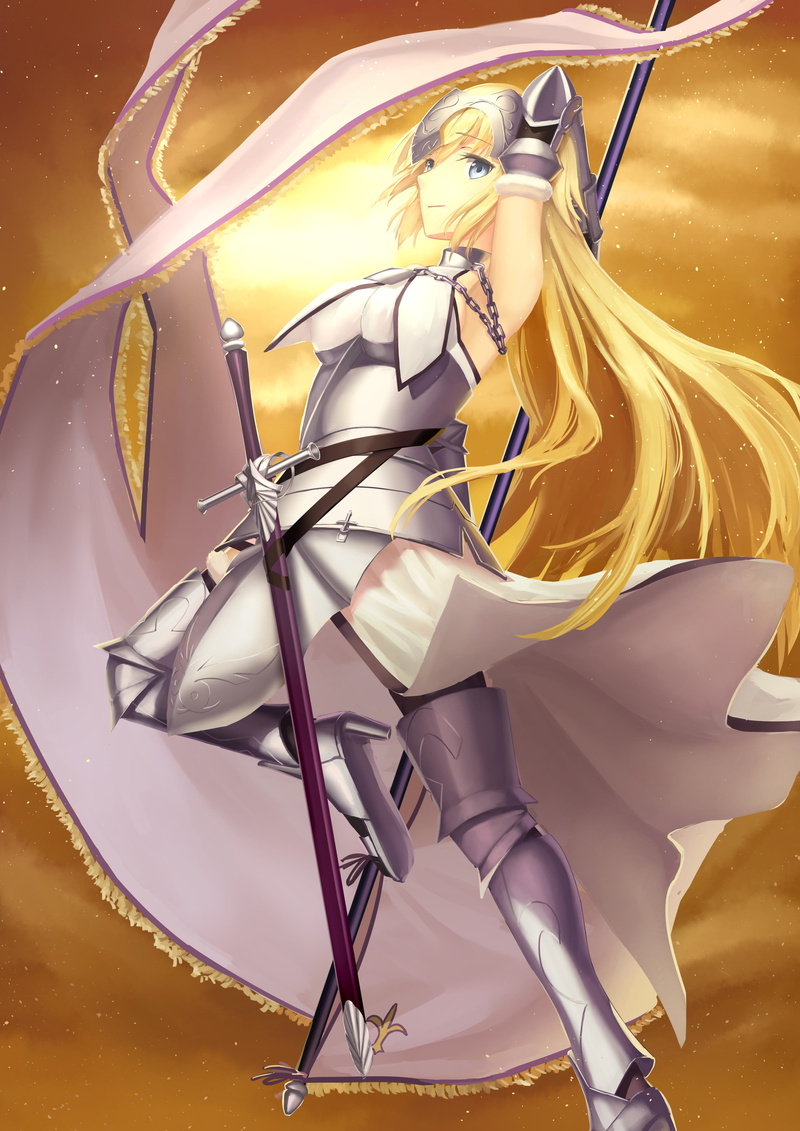 Joan of Arc, Fate/Grand Order, long hair, leisure activity, pattern, reflection, motion, art and craft, Ruler (Fate/Grand Order), armor, arts culture and entertainment