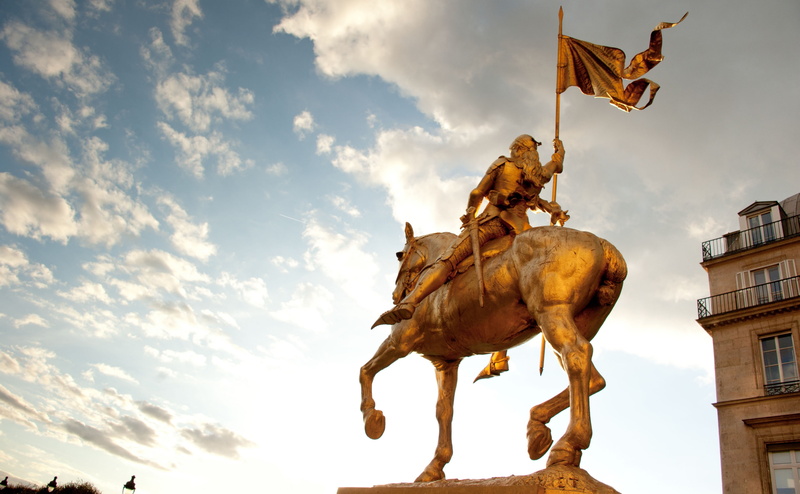 Joan of Arc, place, Nature, mammal, 2011, Statue, Holiday, low angle view, Photography, no people, brass, concrete, sculpture, frankrijk, built structure