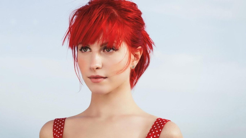 720P, studio shot, portrait, headshot, red, fashion, beauty, looking at camera, human hair, redhead, beautiful people, Hayley Williams, dyed hair, human face