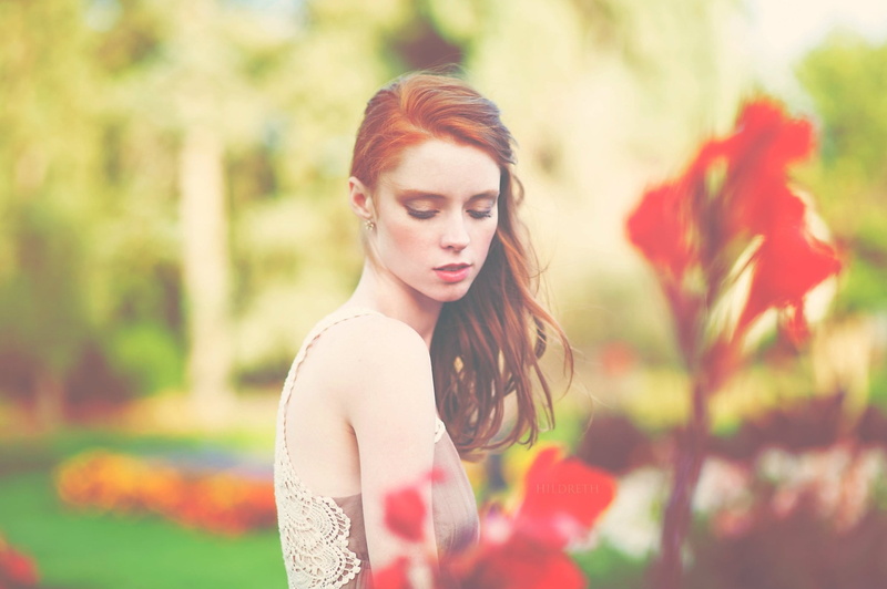 hair, model, plant, young women, women, day, redhead, young adult, long hair, focus on foreground, beauty, contemplation, fashion, portrait, one person
