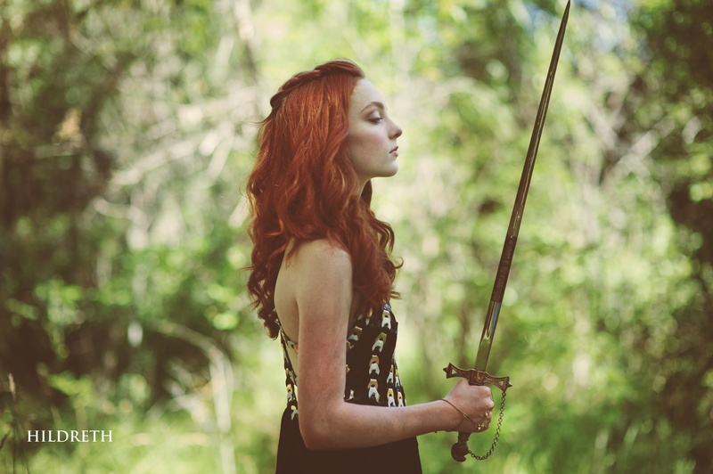 long hair, standing, model, redhead, young adult, side view, outdoors, dyed red hair, young women, plant, women outdoors, looking, depth of field, Charles Hildreth