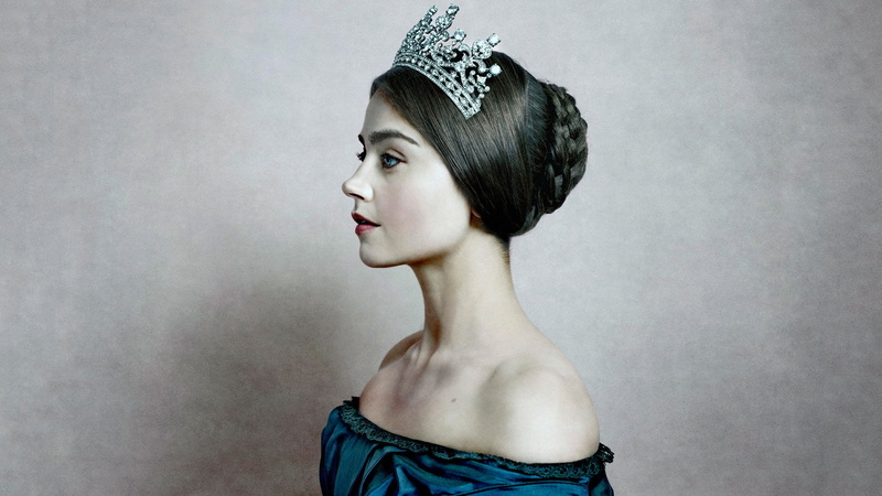 Jenna Coleman, studio shot, human face, hair, make-up, Victoria (TV Show), 1080P, adult, beautiful woman, TV Show, elegance, hairstyle, looking away, glamour