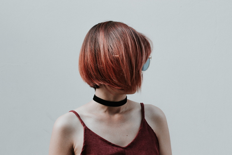 view, short hair, medium-length hair, glasses, hair, beautiful woman, contemplation, hairstyle, young adult, female, headshot, woman, bangs, side, rear view