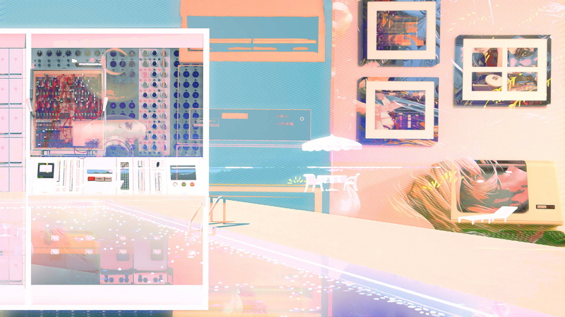 tech, multiple exposure, human representation, architecture, sunlight, vaporwave, wall - building feature, city, abstract, illuminated, digital composite