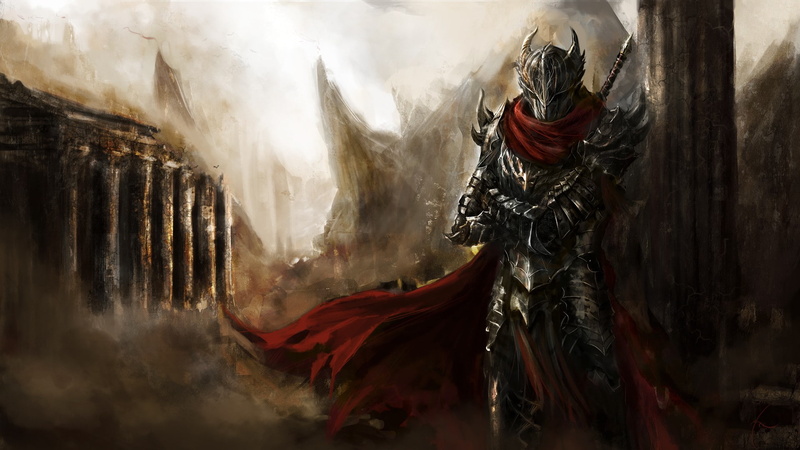 fantasy art, 1080P, warrior, armor, digital art, cloaks, sword