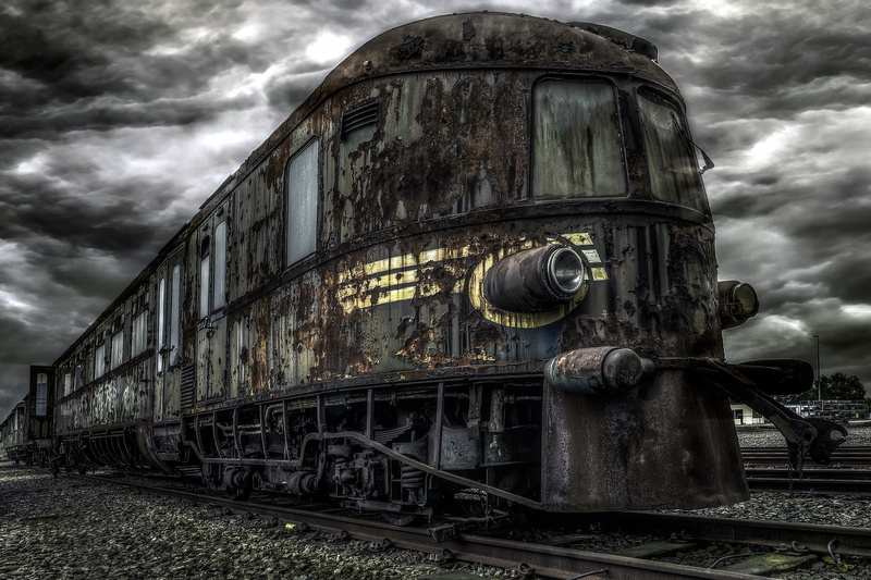 ruin, 2K, vehicle, HDR, abandoned, railway, overcast, train, old