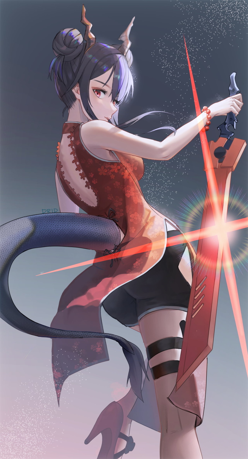 anime, Arknights, anime girls, portrait display, Chen (Arknights), Drid, 1080P