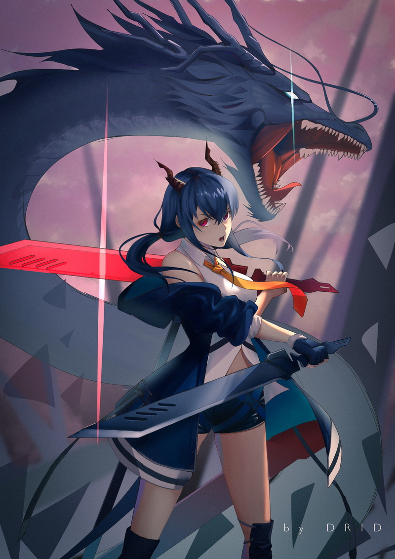 Drid, anime girls, Arknights, portrait display, Chen (Arknights), anime, 4K