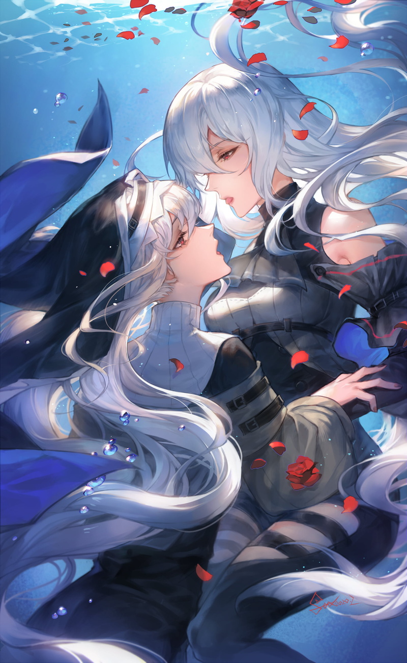 Arknights, yuri, anime girls, anime, underwater, 2K, Skadi(Arknights), Specter(Arknights)