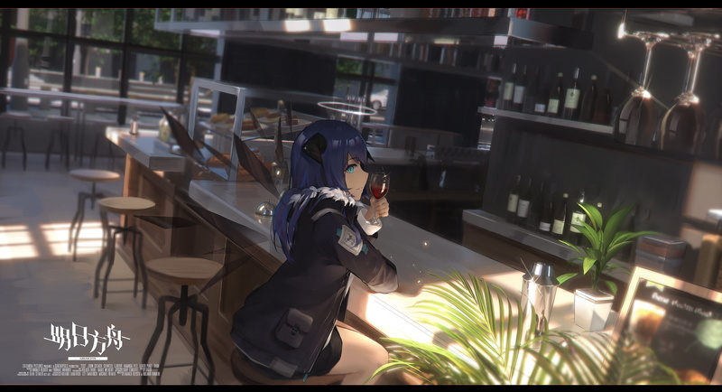 2K, horns, blue hair, Arknights, BanXuan c2KA, anime girls, Mostima (Arknights)