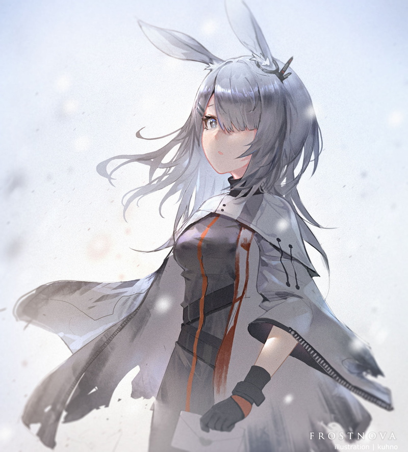 Arknights, Kuhnowushi, bunny ears, anime girls, anime, 1080P, portrait display, Frostnova(Arknights), silver hair
