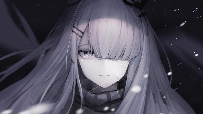 Frostnova(Arknights), anime, silver hair, Arknights, one eye closed, gray hair, Timitarcat, 2K, anime girls, snow
