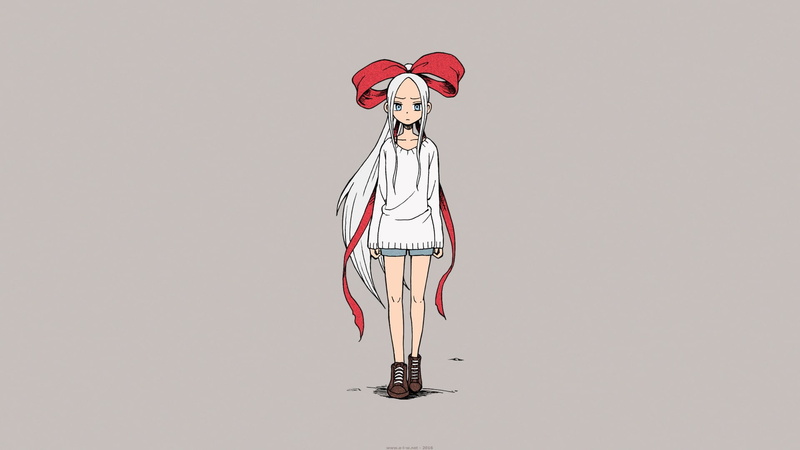 anime girls, indoors, anime, representation, Kyoko, humor, studio shot, one person, white hair, cut out, red, 1080P, ribbon, Souichirou Yamamoto, Fudatsuki no Kyoko-chan