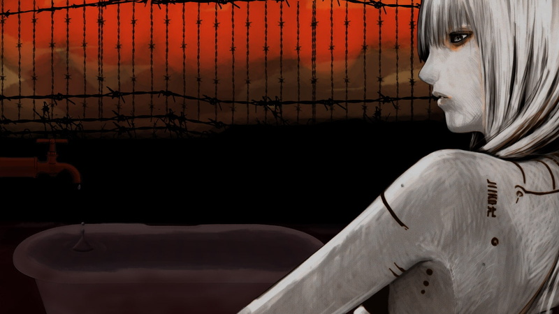 architecture, metal, Blame!, adult, one person, real people, manga, creativity, women, portrait, clothing, anime, close-up, sitting, young adult, headshot
