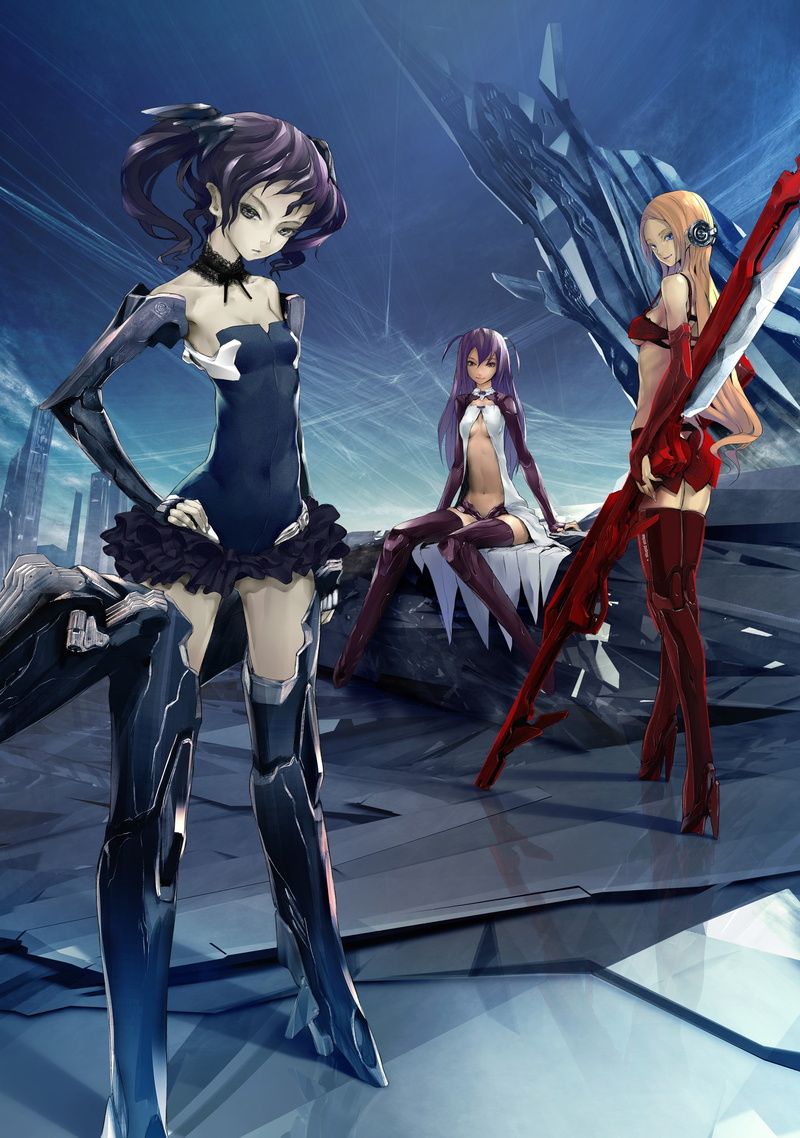 character, female, indoors, robot, anime, clothing, two, anime girls, water, original characters, women, adult, people, representation, young adult, occupation