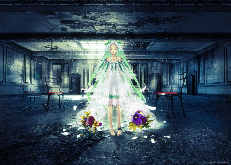 1080P, ghost, house, front view, built structure, flowers, flowering plant, females, spooky, fear, adult, one person, women, green, redjuice, indoors