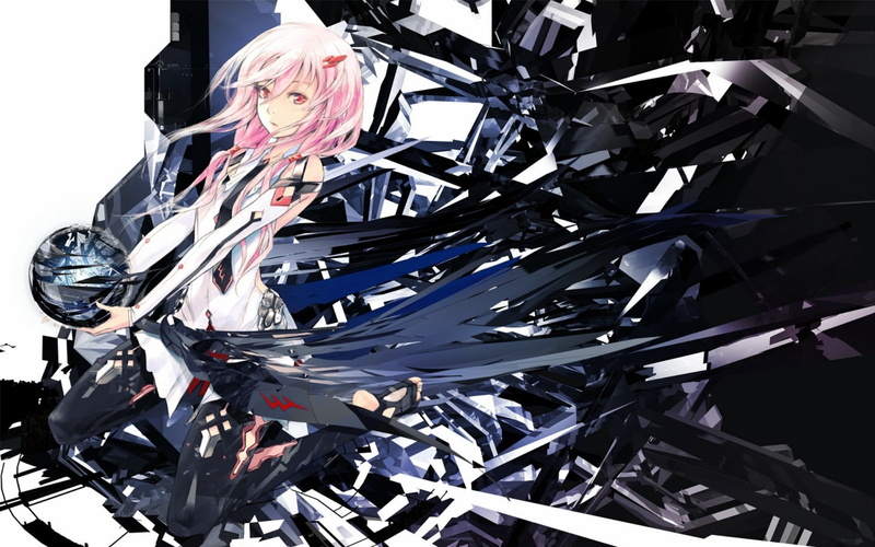 anime, looking at viewer, 1080P, Yuzuriha Inori, red eyes, Guilty Crown, science fiction, pink hair, anime girls, Redjuice