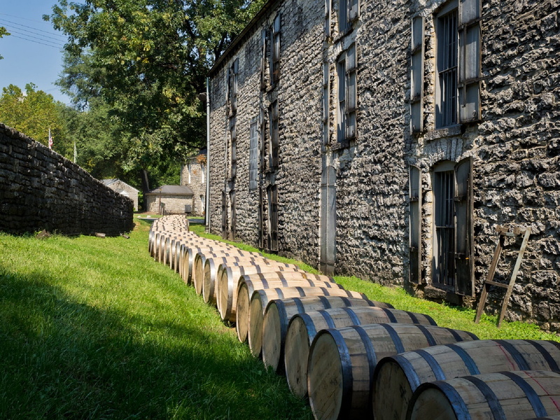 Distillery, old ruin, liquor, day, no people, outdoors, field, wooden kegs, grass, building exterior, plant, sunlight, building, adult beverage, ancient