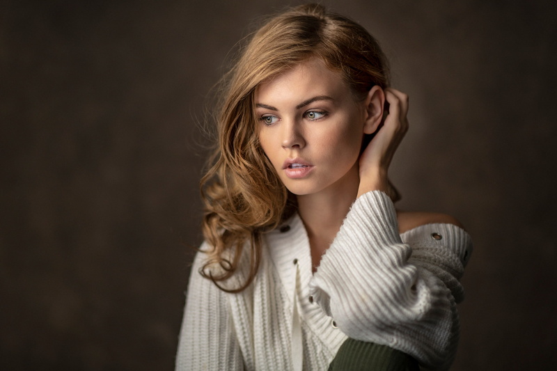 portrait, women, 1080P, pink lipstick, blonde, Anastasia Scheglova