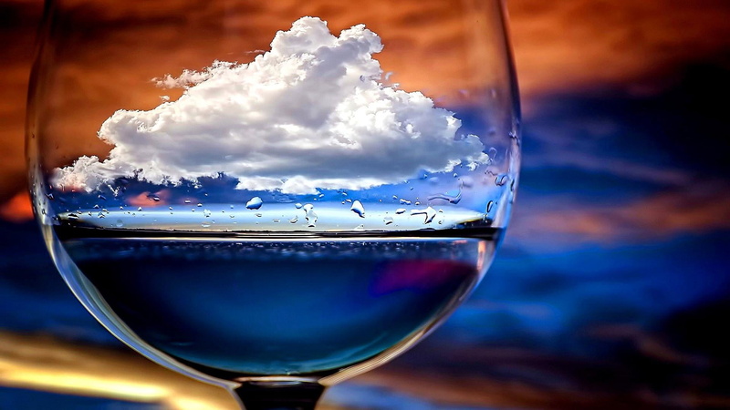 close-up, focus on foreground, digital art, wine glass, no people, food, cold temperature, drinking glass, drink, water, liquid, mystical, sky, fantasy art