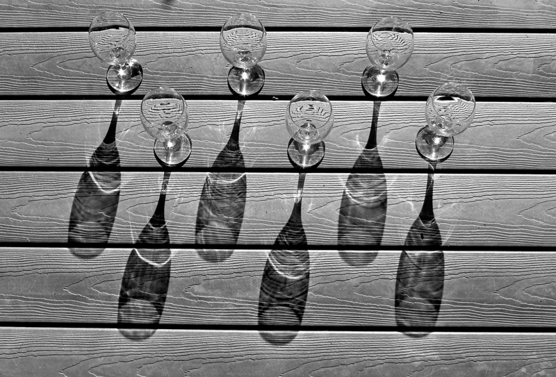 lines, artwork, wooden surface, 2K, photography, sunlight, drinking glass, shadow