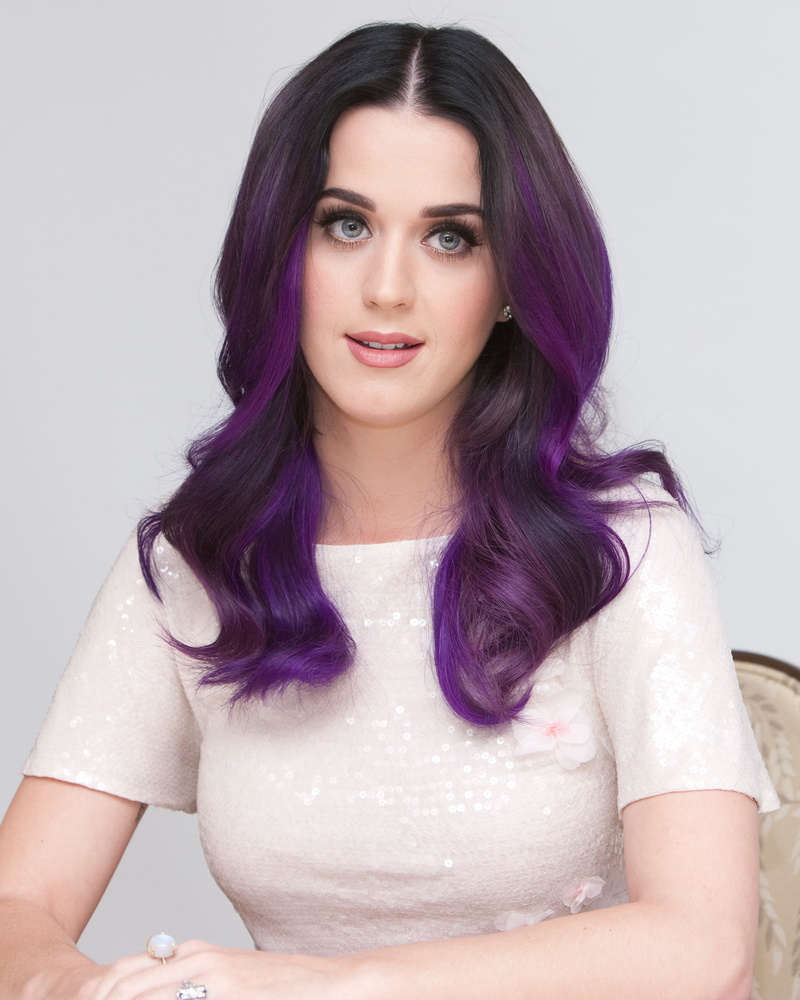 Katy Perry, singer, blue eyes, women, 1080P, purple hair