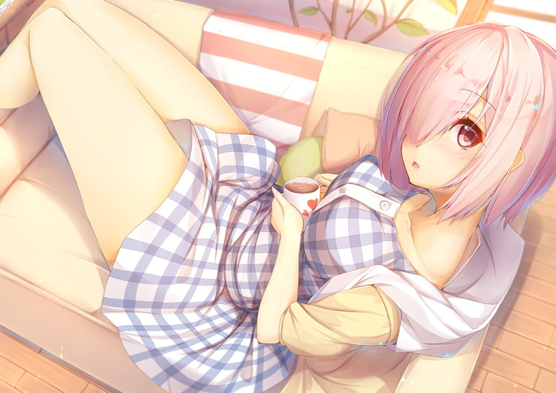 1080P, lying down, day, pink hair, high angle view, portrait, young women, relaxation, bed, leisure activity, real people, pattern, women, one person