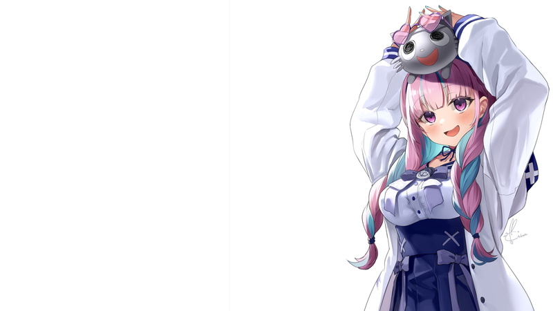anime, 2K, Minato Aqua, Hololive, Kito Koruta, pink hair, pink eyes