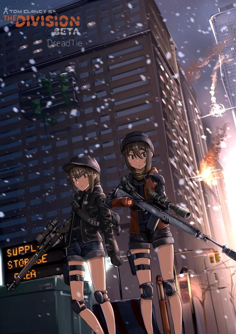 s, lifestyles, anime, anime girls, two people, clancy, Tom Clancys The Division, architecture, girls with guns, young men, young women, original characters