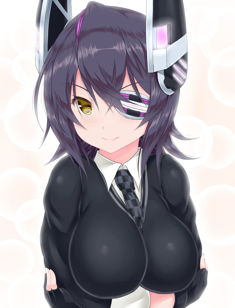 technology, representation, purple hair, individuality, emotion, arts culture and entertainment, black color, adult, fashion, bizarre, fear, Kantai Collection