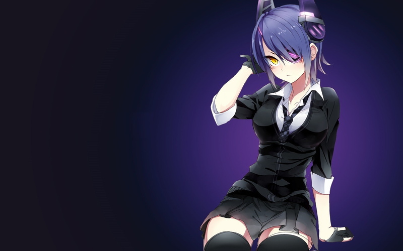 1080P, anime, anime girls, Tenryuu (KanColle), thigh-highs, Kantai Collection