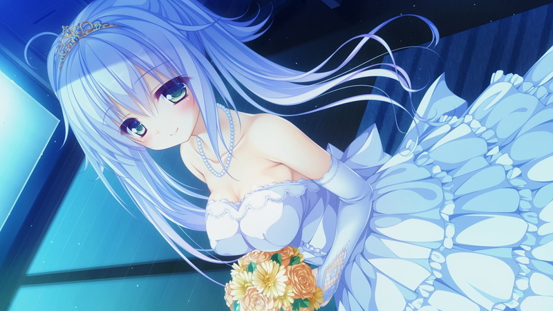 brides, anime, World Election, Kururu (World Election), dress, green eyes, visual novel, smiling, long hair, 1080P, Game CG, anime girls, white hair