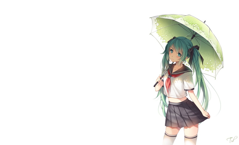 1080P, umbrella, leisure activity, girls, one person, lifestyles, ryouiki, Vocaloid, protection, hair, casual clothing, copy space, blush, seifuku, females