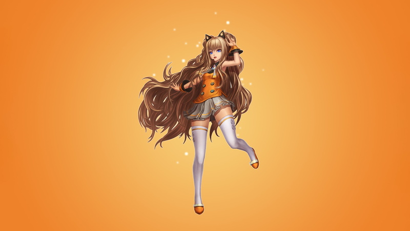 shirt, zettai ryouiki, long hair, blonde, SeeU, blue eyes, anime girls, 2K, Vocaloid, thigh-highs, simple background