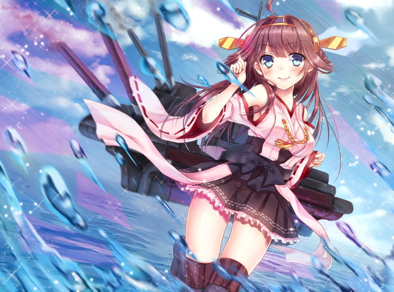 blue, brown, long, collection, water, kancolle, ryouiki, sakaidera, zettai, kongou, blush, 5K, eyes, kantai, umeko, hair