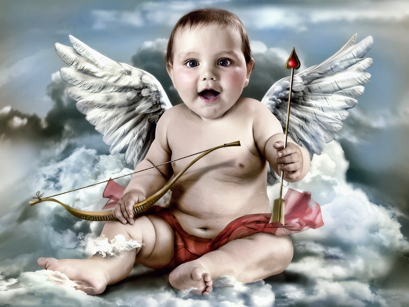 illustration, cute, sky, Cupid, real people, arrow, imagination, human Face, one Person, girls, small, color Image, babies And Children, 1080P, holding