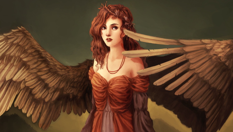 real people, beauty, young women, redhead, one person, animal wildlife, animal wing, 2K, bird, fantasy art, front view, fashion, hair, women, beautiful woman