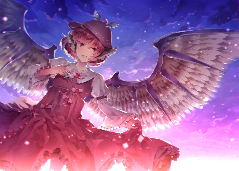 arts culture and entertainment, clothing, traditional clothing, childhood, Touhou, animal wing, pink color, pink hair, young adult, purple, innocence, 720P