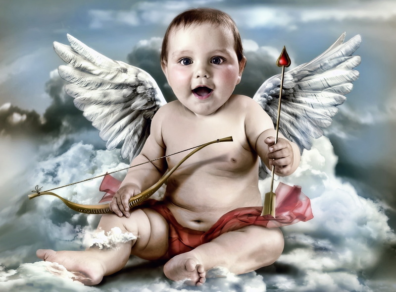 cloud - sky, front view, childhood, angel, real people, cute, girls, lifestyles, day, 1080P, animal wing, looking at camera, child, innocence, cherub