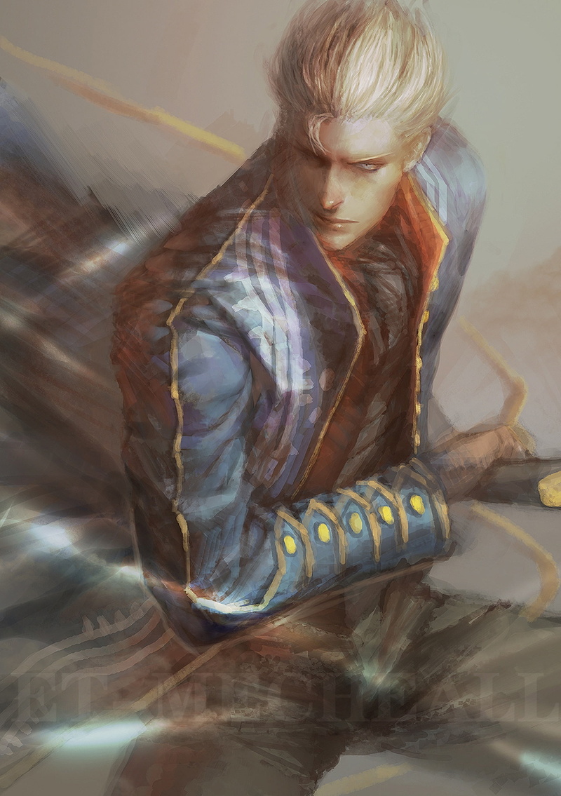 blonde, 1080P, eyes, male, blue, original, devil+may+cry-vergil