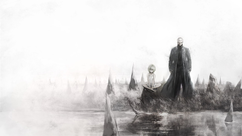 nature, motion, plant, video games, adult, Izayoi Sakuya, outdoors, men, young adult, standing, Vergil, touhou, forest, 1080P, waterfront, people, fog