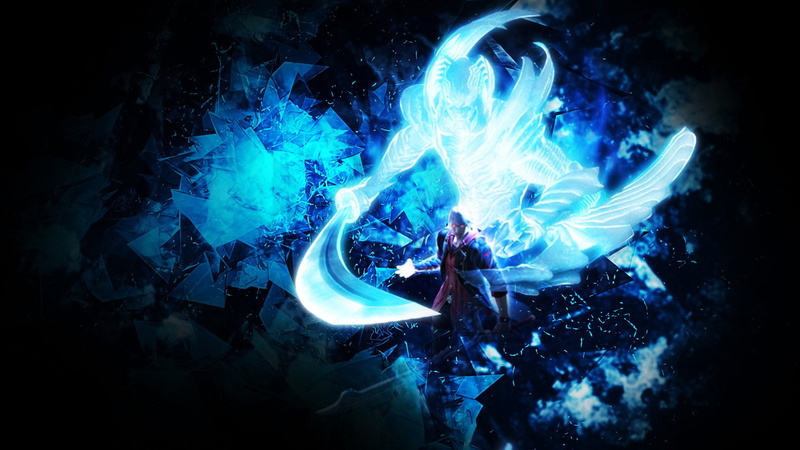 blue, 1080P, occupation, illuminated, lifestyles, indoors, light, men, light - natural phenomenon, activity, Video Game, Devil May Cry 4, event, Devil May Cry