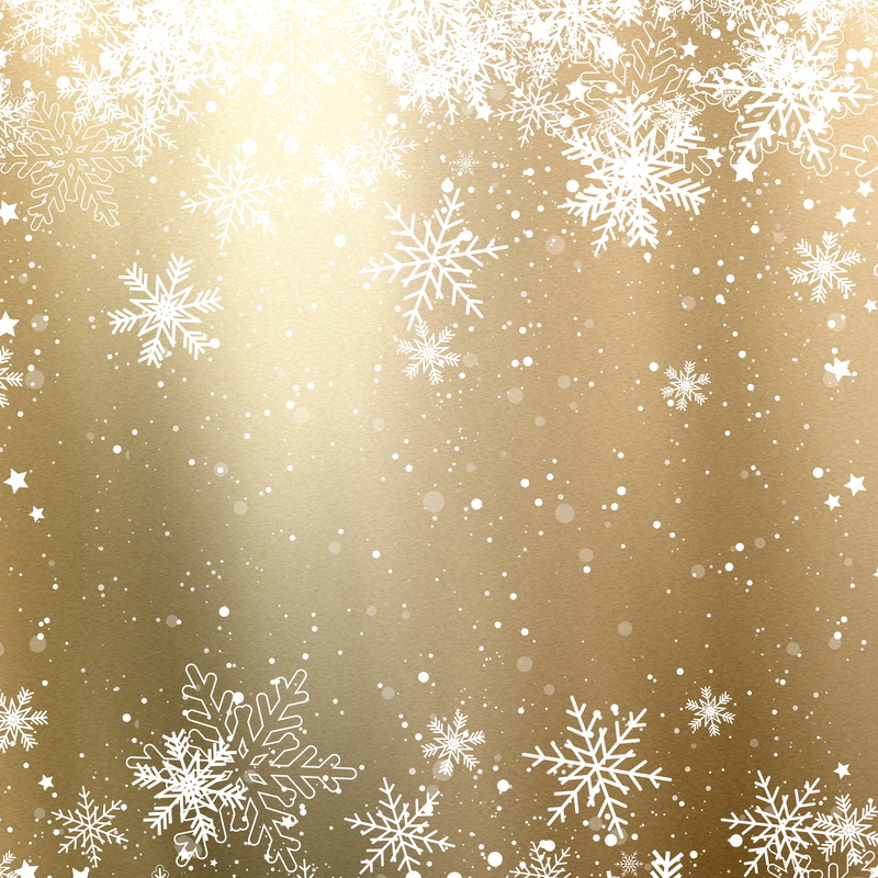 winter, snow, Christmas, snowflakes, background, golden, 4K
