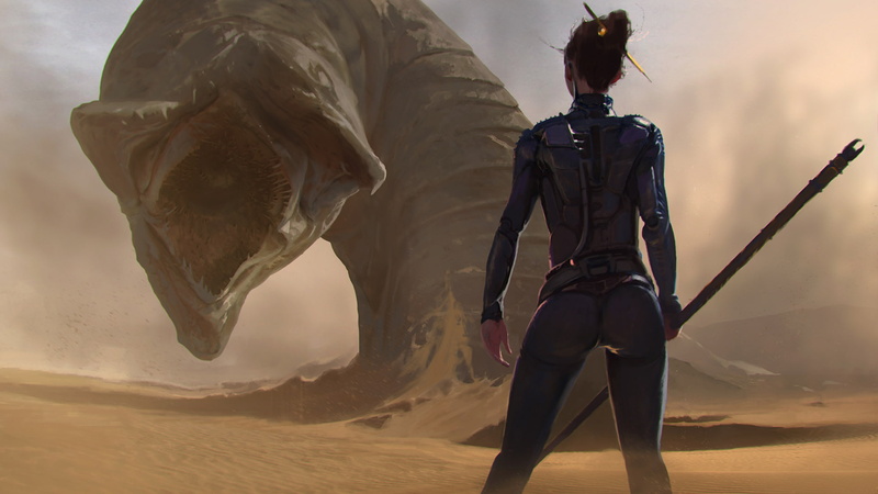 Worm, Desert, 1080P, Dune (series), Female Soldier, artwork