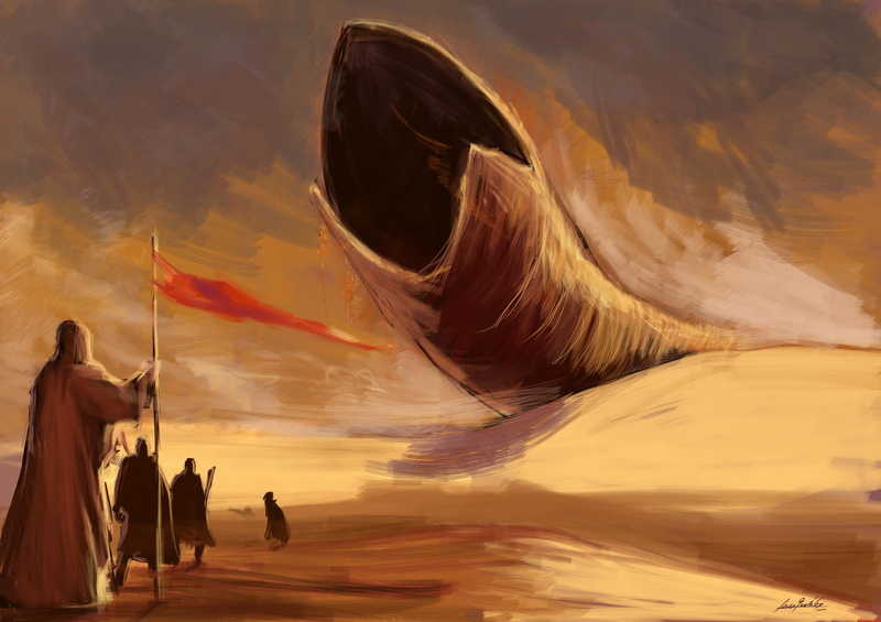 1080P, movies, monster, shai hulud, drawing, desert, sci fi, dune
