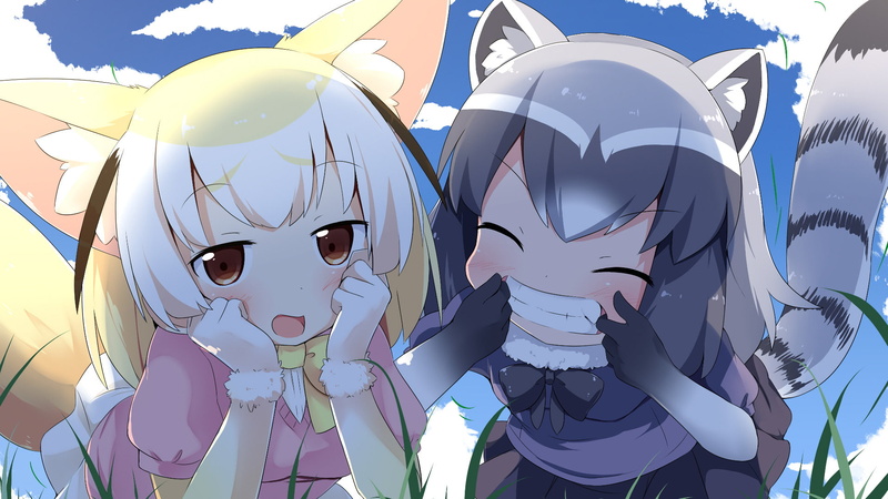 Anime, Kemono Friends, Raccoon (Kemono Friends), Fennec (Kemono Friends), 1080P